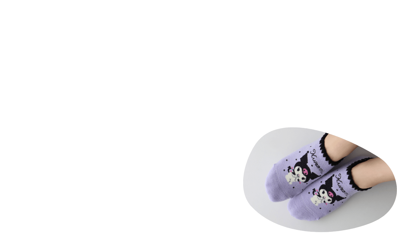 サンリオキャラクターズコラボ　クロミラメドット ハマグリパイルソックス