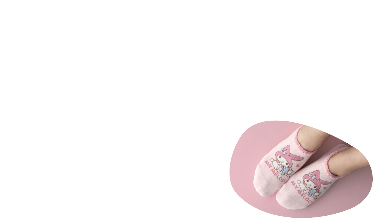 サンリオキャラクターズコラボ　マイメロディ＆フラットくん　ハマグリパイルソックス