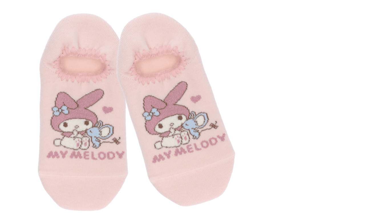 サンリオキャラクターズコラボ　マイメロディ＆フラットくん　ハマグリパイルソックス