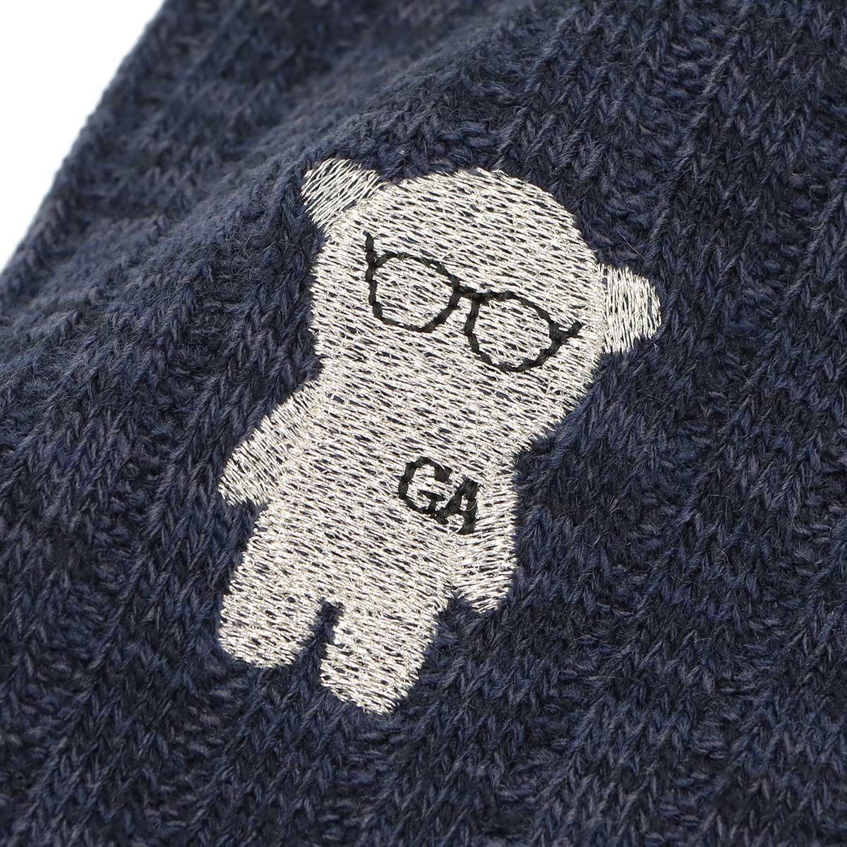 60✰62【2点】新品【アルマーニ】日本製 ソックス 毛混 マンガベア 靴下 EMPORIO ARMANI 毛混 マンガベア刺繍 リブカジュアルソックス クルー丈