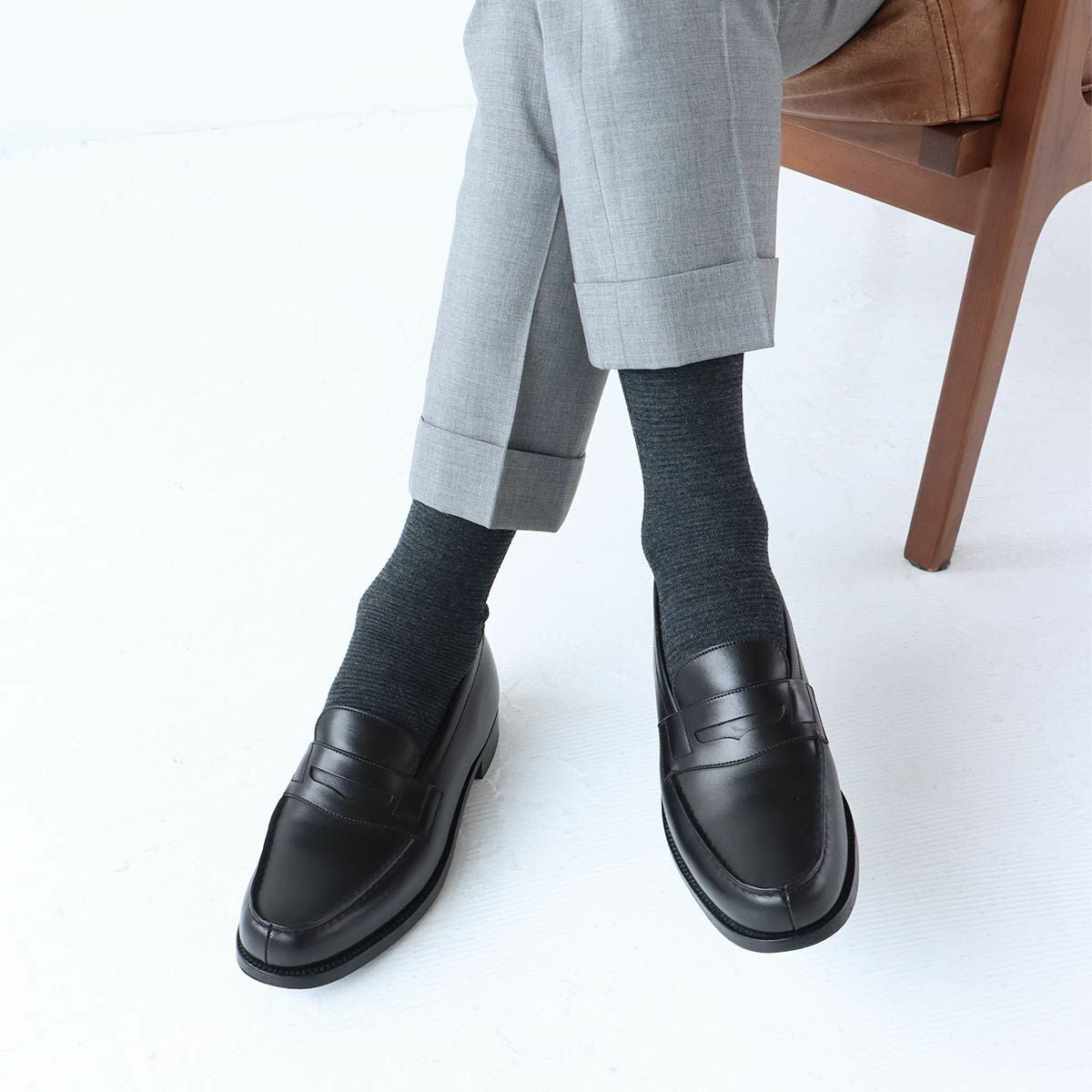 NAIGAI TRADITIONAL F&H《毛混》ロングホーズ 部位で編み方を変えた