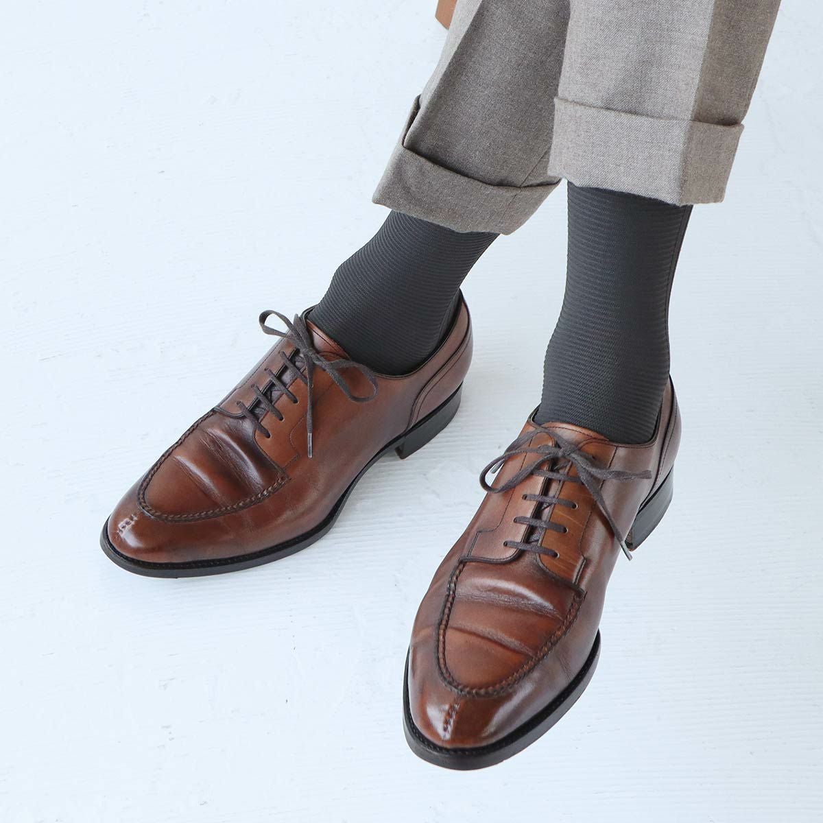 NAIGAI TRADITIONAL F&H《綿混》 ロングホーズ 部位で編み方を変えた