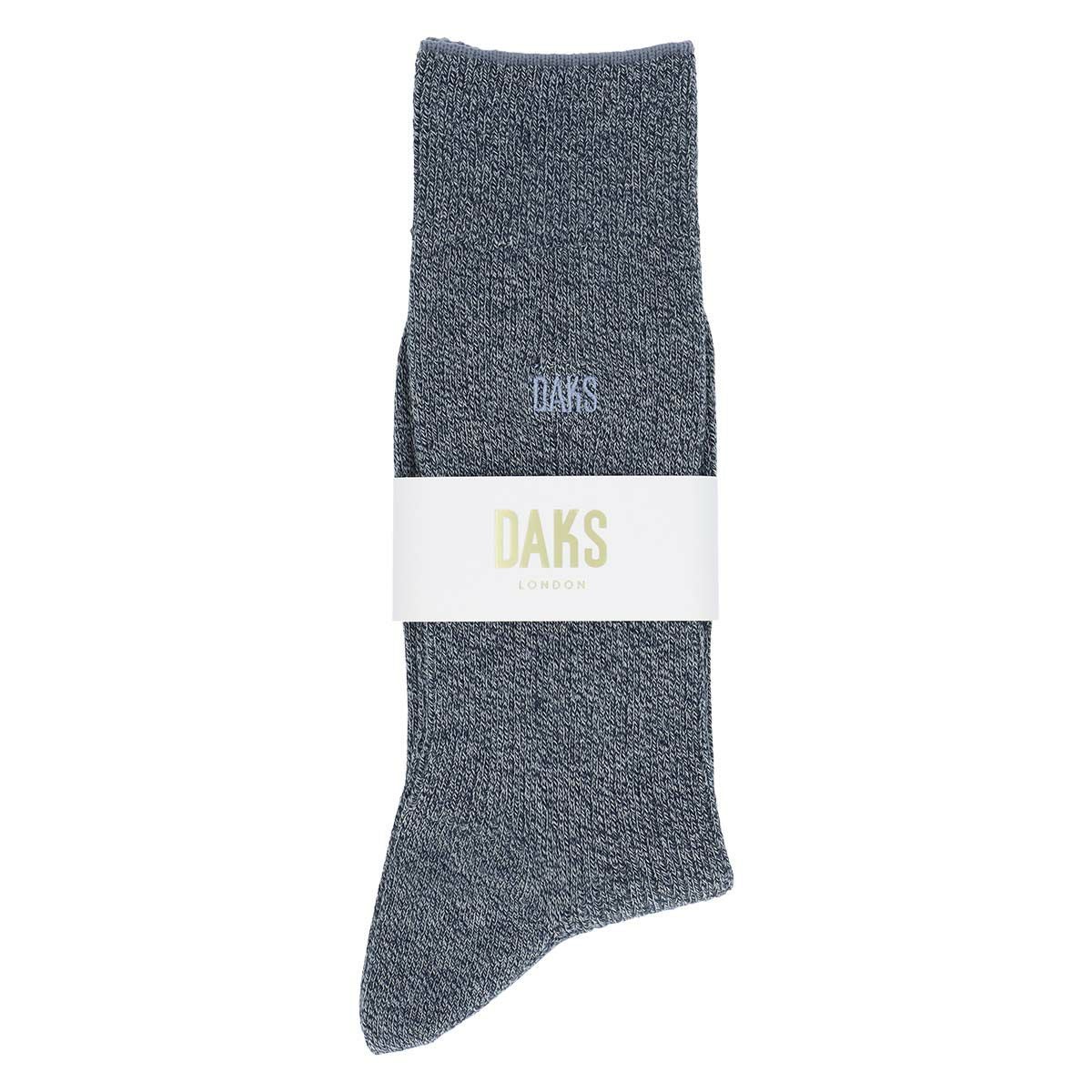 DAKS 綿混 無地リブ 消臭加工 ワンポイント クルー丈 カジュアル