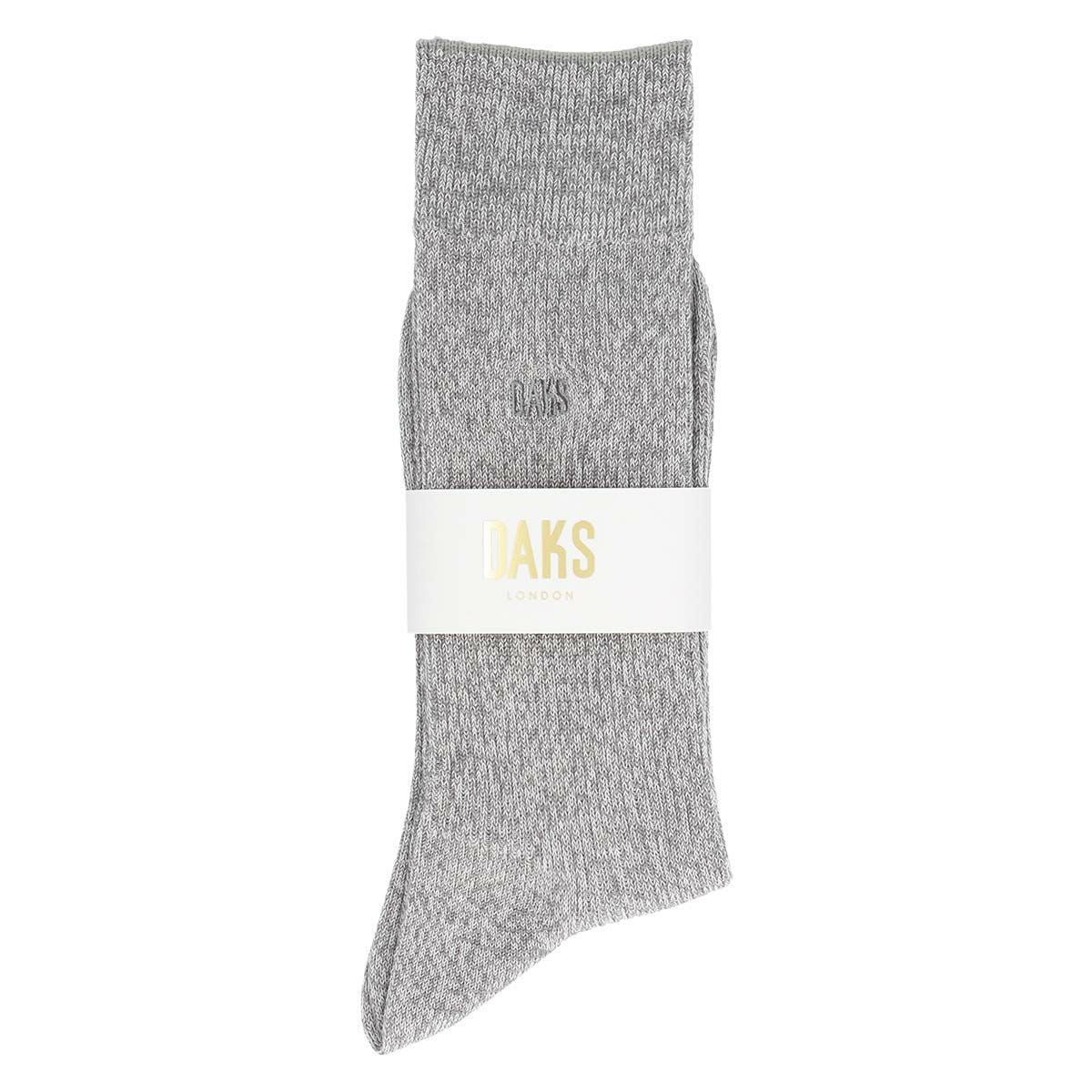 ☆30％OFF DAKS 綿混 無地リブ 消臭加工 ワンポイント クルー丈