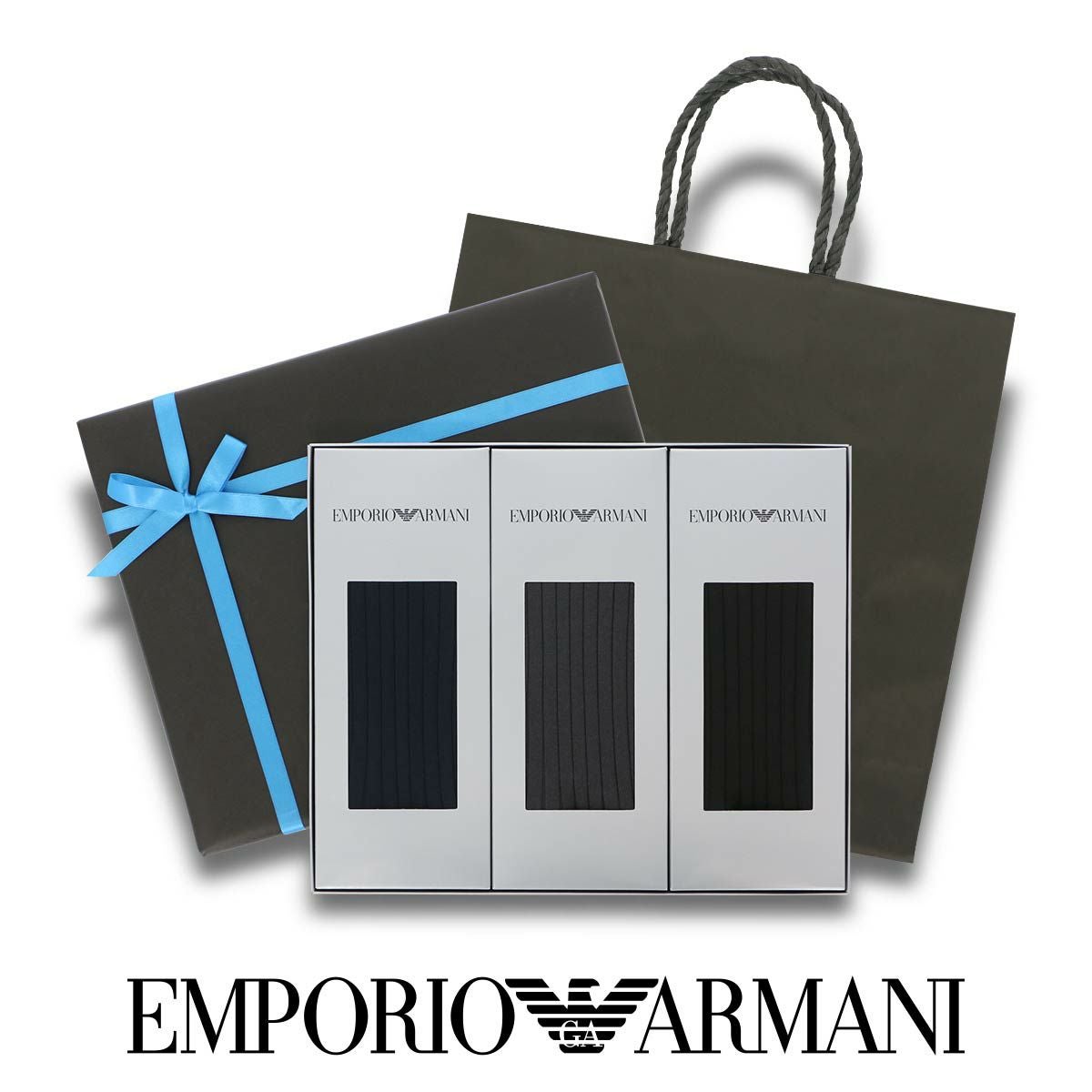 EMPORIO ARMANI 3足組ギフトセット 手提げ紙袋付き Dress リブ