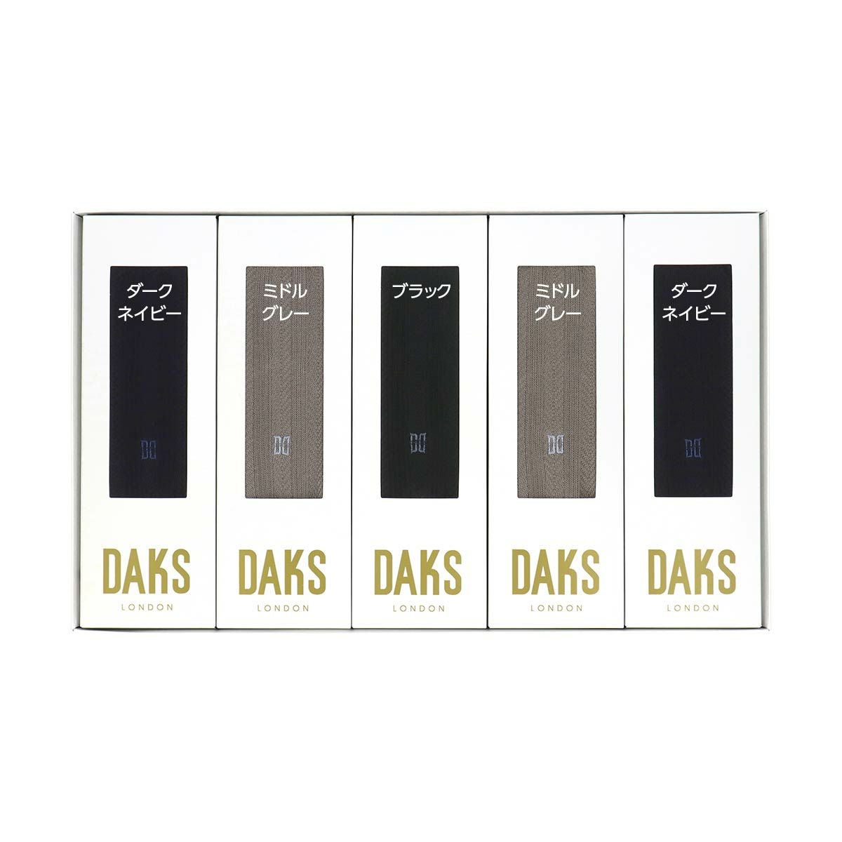 DAKS 5足セット ビジネスソックス 包装済ギフトセット 綿100％ クルー