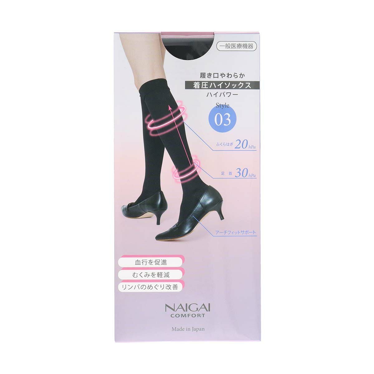 NAIGAI COMFORT 一般医療機器 着圧ソックス 段階圧力設計 足首 30hPa
