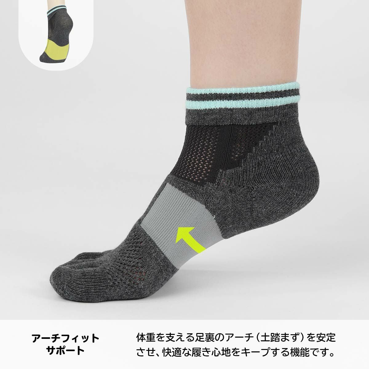NAIGAIPERFORMANCEナイガイパフォーマンスランニングメッシュ編み吸水速乾3Dアーチフィットストッパー付5本指ショート丈ソックスレディースソックス婦人靴下女性プレゼント贈答ギフト03050005