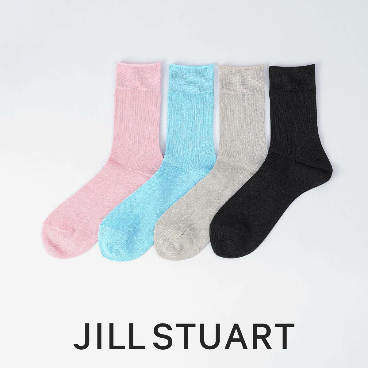 JILL STUART シアーシャイニーリブ クルー丈 レディース ソックス