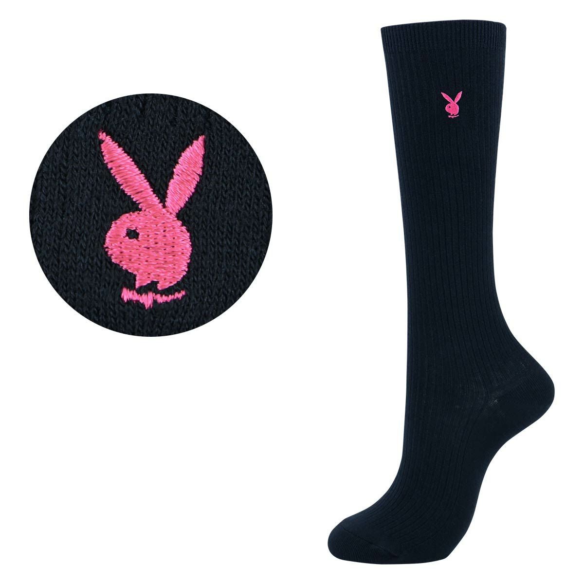 PLAYBOY 【32cm丈】スクールソックス ワンポイント 片面刺繍入り リブ