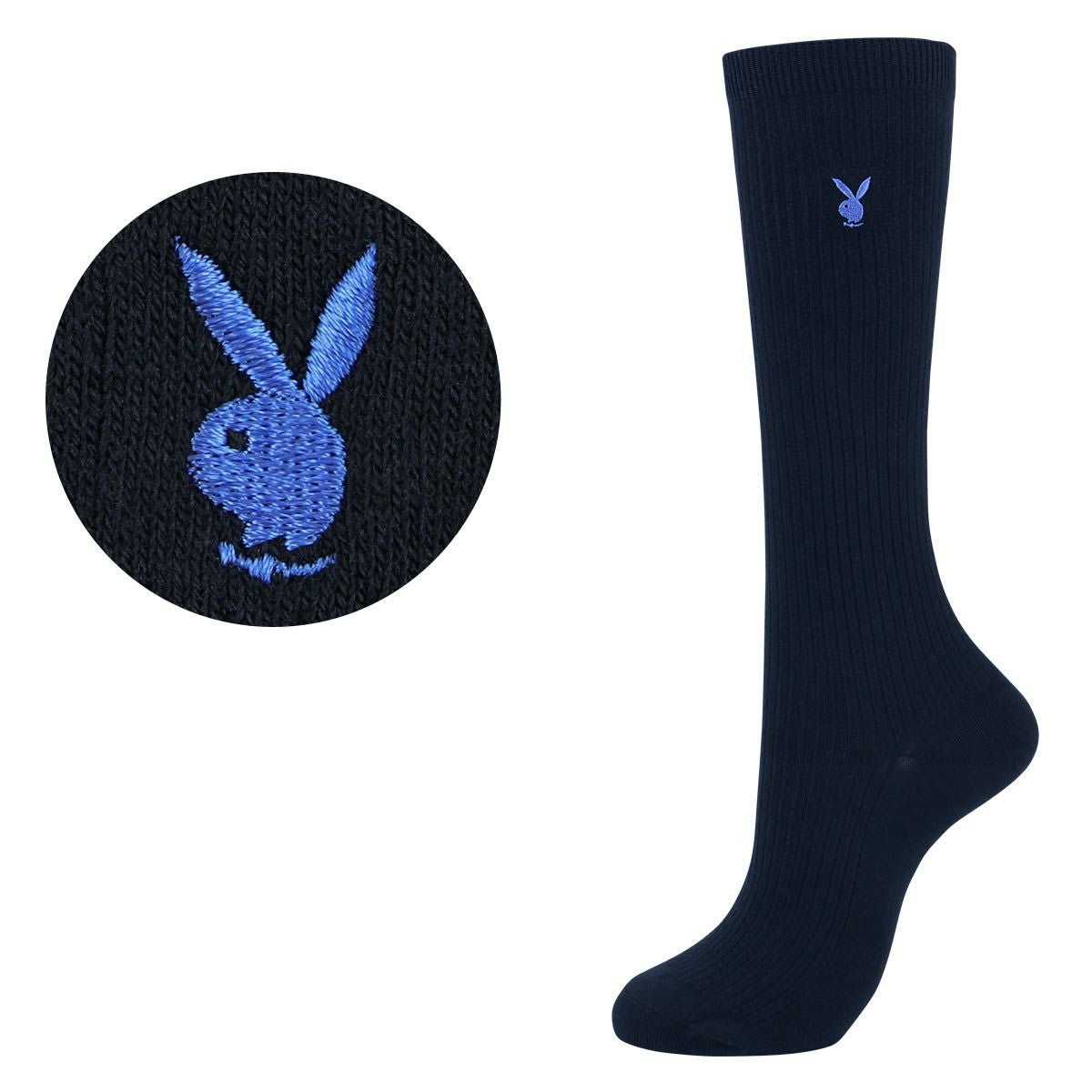 PLAYBOY 【32cm丈】スクールソックス ワンポイント 片面刺繍入り リブ