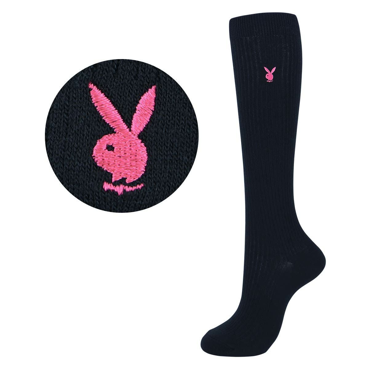 PLAYBOY 【36cm丈】スクールソックス ワンポイント 片面刺繍入り リブ