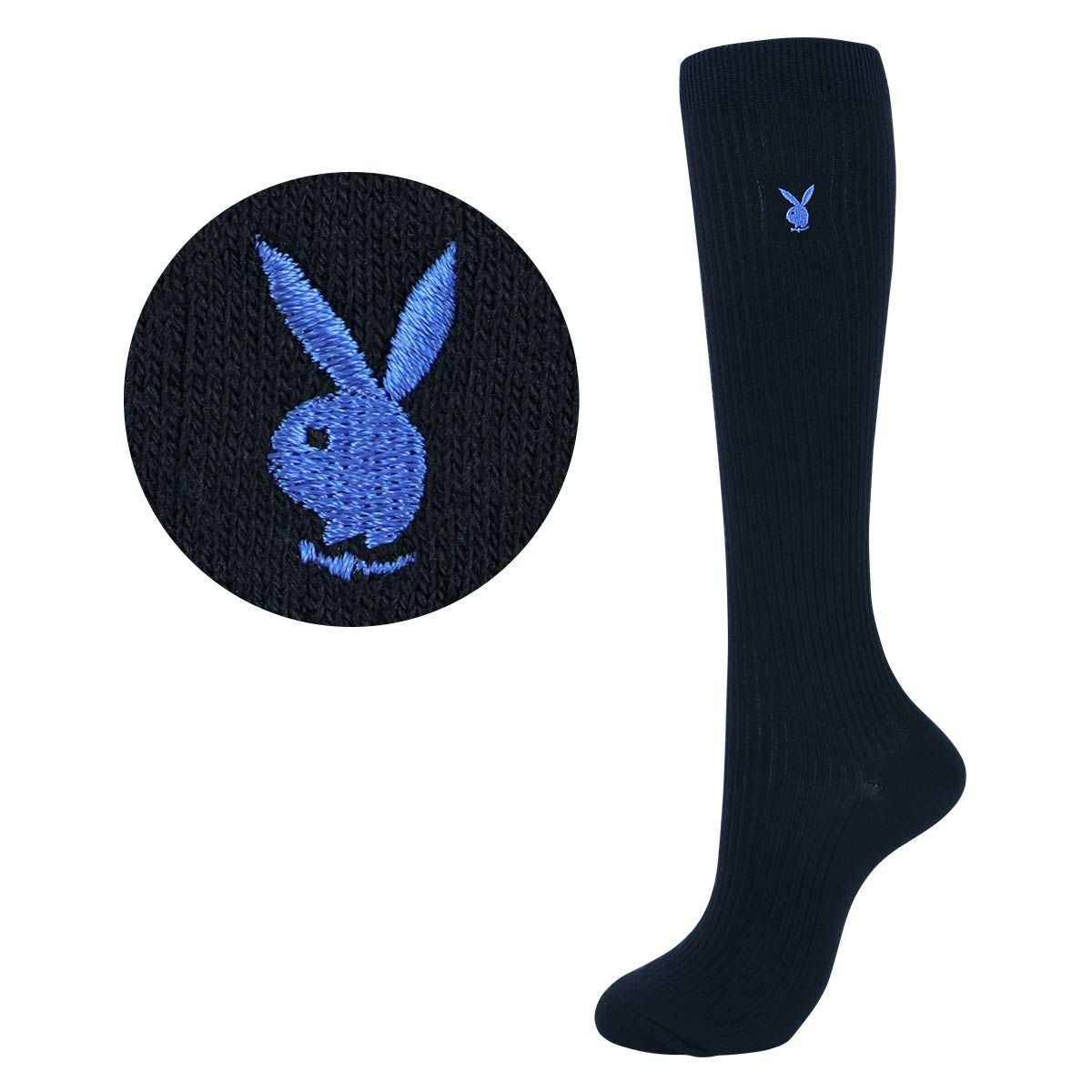 PLAYBOY 【36cm丈】スクールソックス ワンポイント 片面刺繍入り リブ