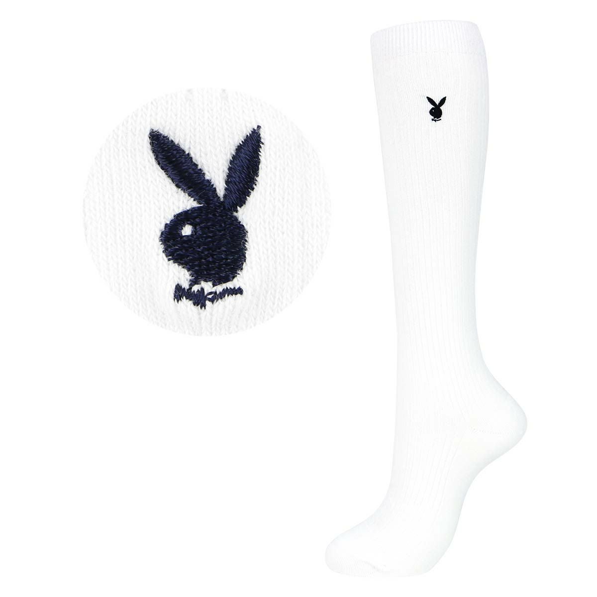 PLAYBOY 【36cm丈】スクールソックス ワンポイント 片面刺繍入り リブ