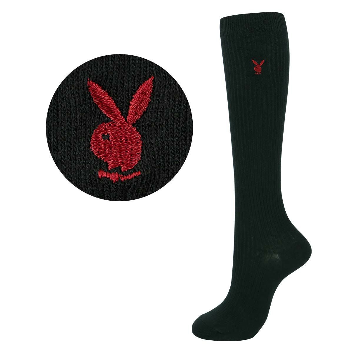PLAYBOY 【36cm丈】スクールソックス ワンポイント 片面刺繍入り リブ