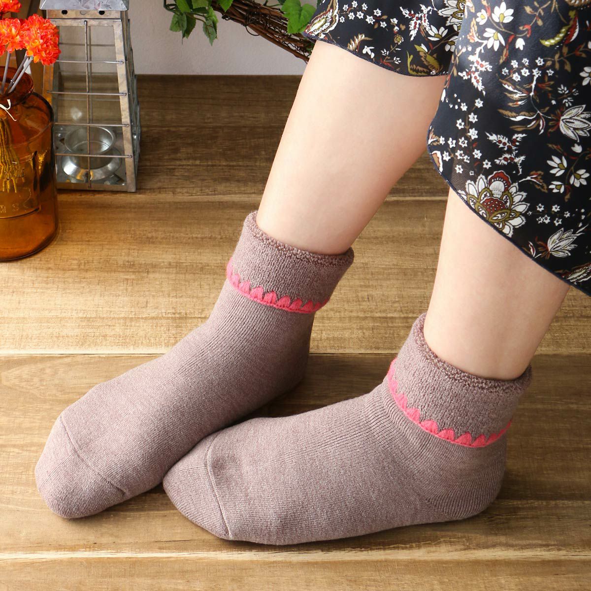 ハマグリ 折り返し ルームソックス ホームカバー 室内用 【365日最短