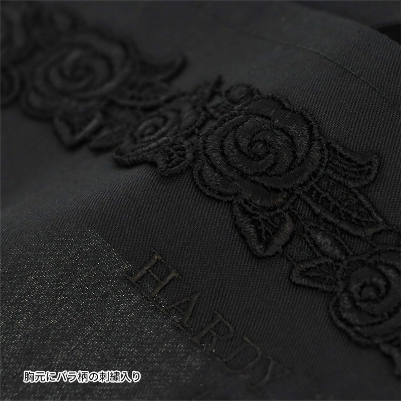 HARDYAMIESハーディエイミス日本製綿混ツイル胸元バラ柄刺繍後結びロングレディースエプロン70200738