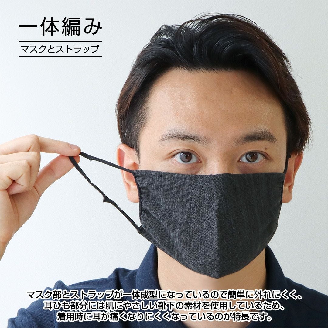 日本製ひんやり接触冷感素材マスク靴下の編み機で作った肌に優しいニットマスクポリジン加工（抗菌防臭加工）洗えるマスクぴったりフィット男女兼用ユニセックスゆうパケット（ポスト投函）全国220円8780-0003