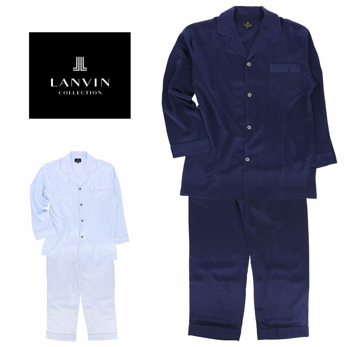 新品 Paris シルク 絹100% パジャマ 長袖 長ズボン ナイガイ L LANVIN COLLECTION パジャマシルク100% 長袖長丈パンツ Mサイズ メンズ