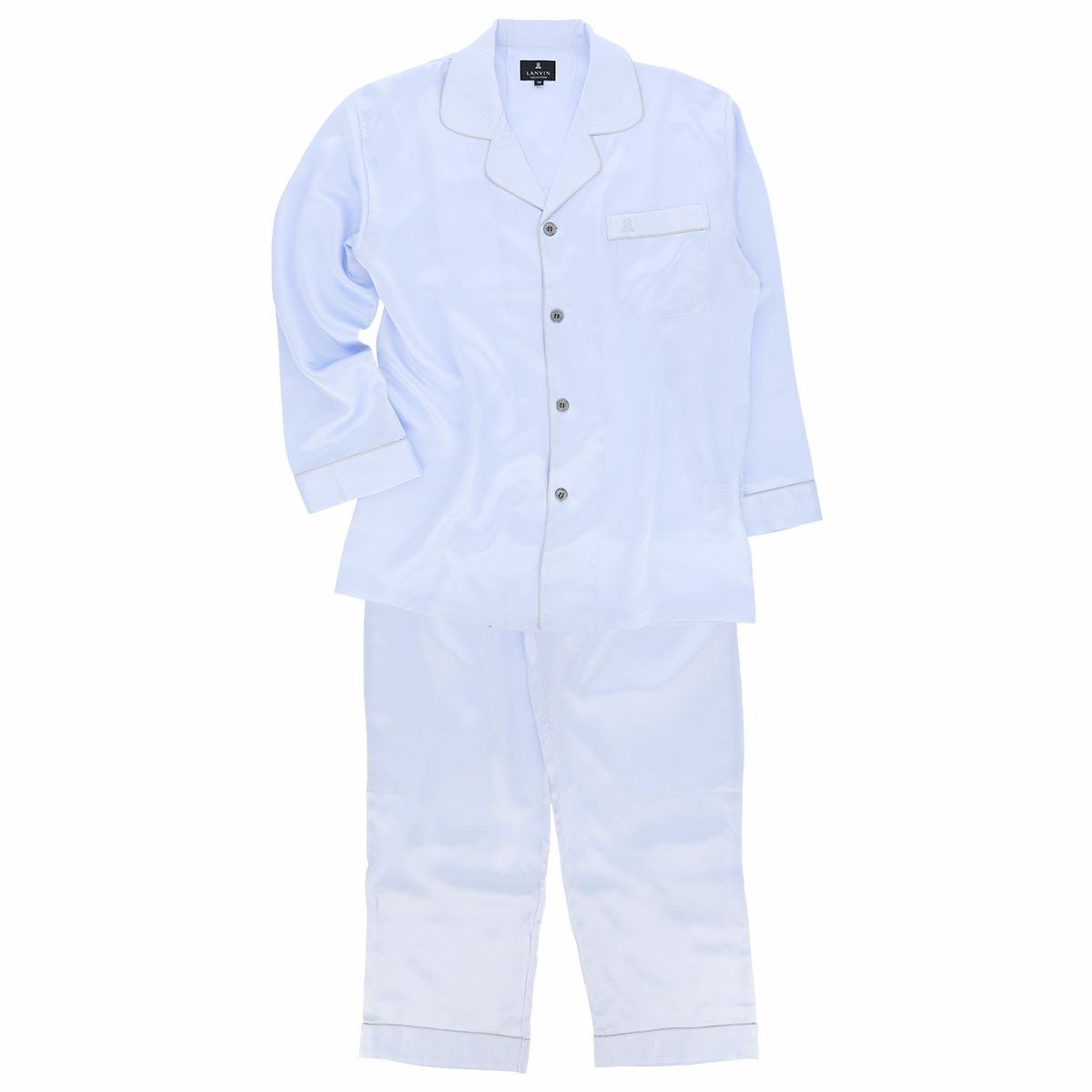 LANVIN COLLECTION パジャマシルク100% 長袖長丈パンツ Mサイズ メンズ