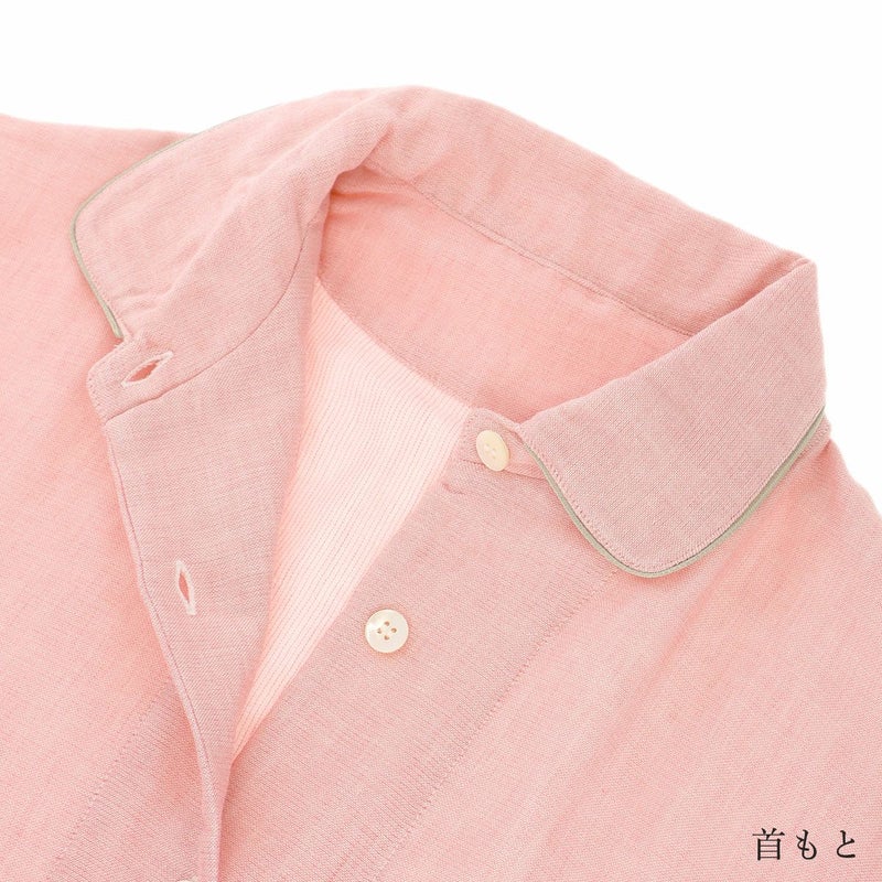 極眠byNAIGAI日本製三重ガーゼコットン100％ふんわりガーゼパジャマ前開き長袖長丈パンツ【Mサイズ】レディース女性婦人73380022