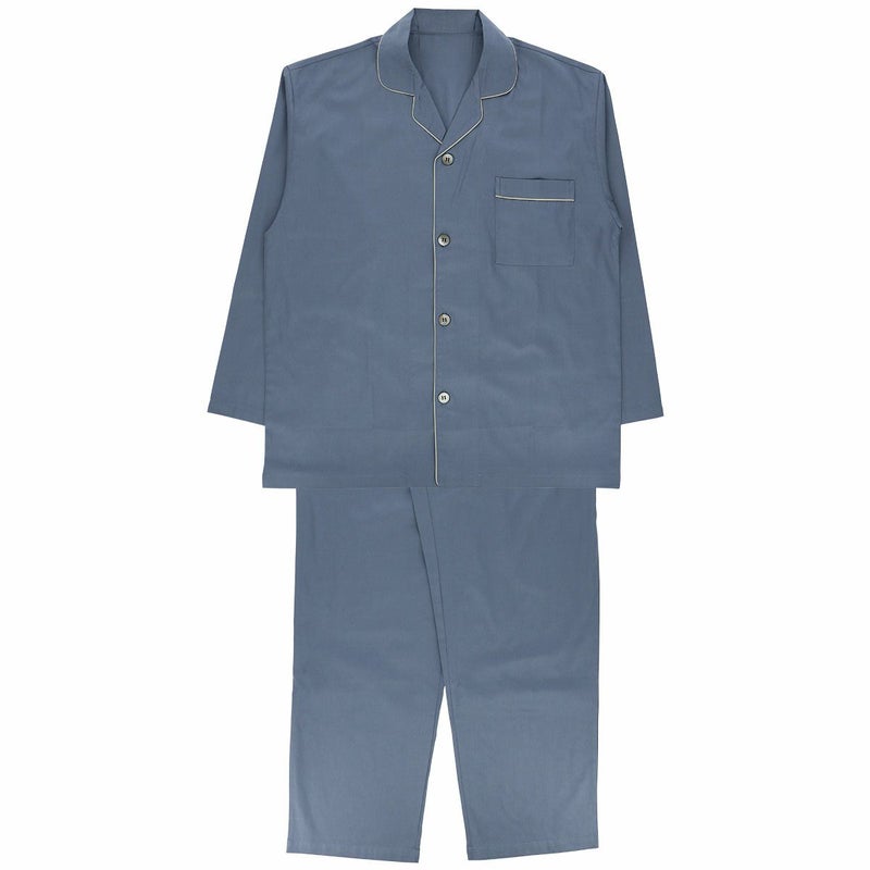 極眠byNAIGAIコットン100％プレミアムサテンスームスシャインパジャマ前開き長袖長丈パンツ【Lサイズ】メンズ男性紳士73380207