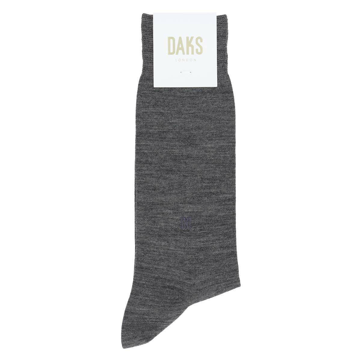 DAKS ウール混 吸湿発熱 無地 ビジネス クルー丈 ソックス メンズ