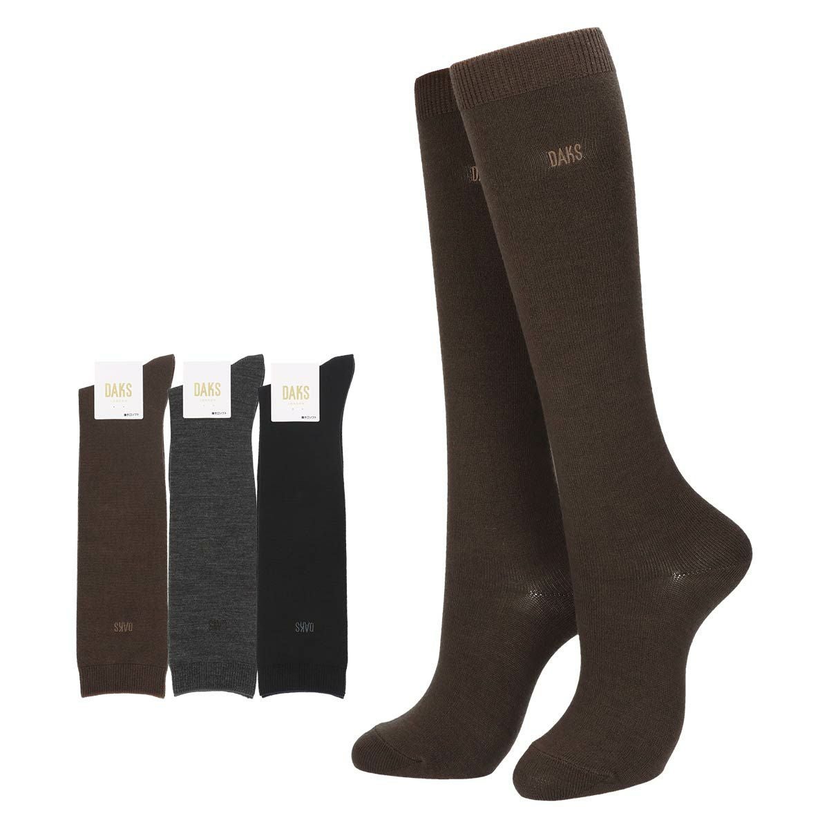 DAKS ウール混 履き口ゆったり ハイソックス 無地 レディース 日本製