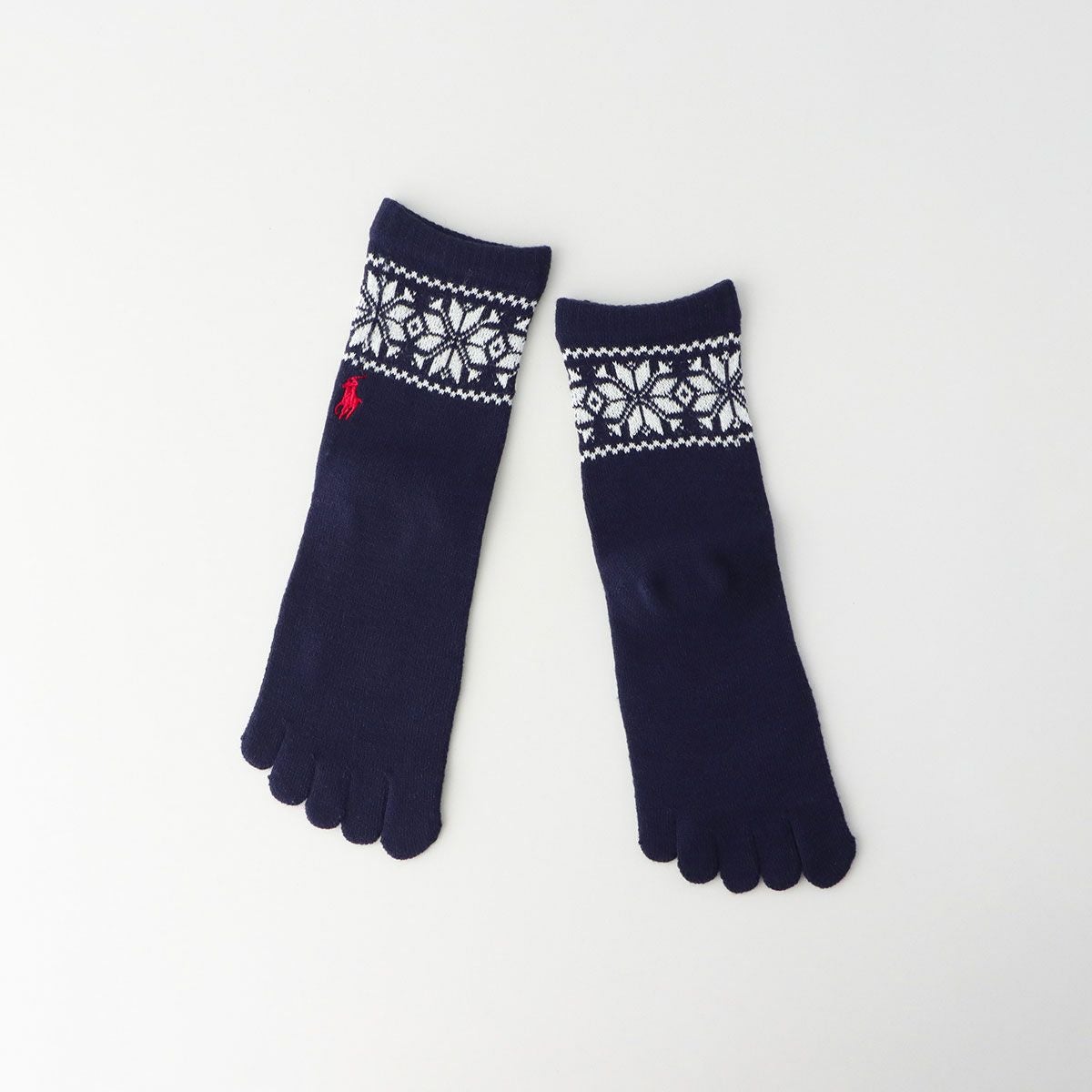 koala品　ポロラルフローレン　5本指ソックス　レディース　7足セット POLO RALPH LAUREN 毛混 5本指ソックス フェアアイル柄 クルー丈