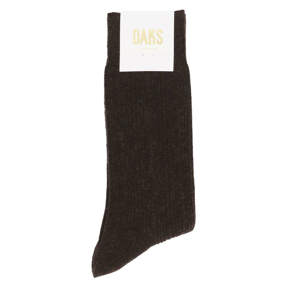 DAKS カシミヤ混 履き口ゆったり 細リブソックス クルー丈 メンズ 日本
