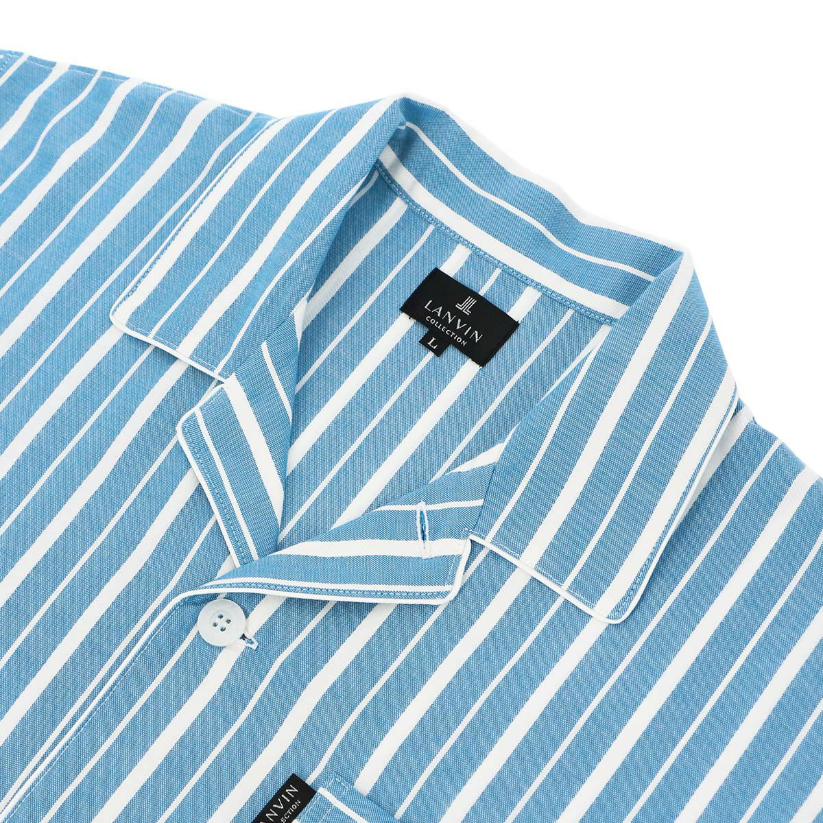 LANVINCOLLECTIONランバンコレクション【S・M・Lサイズ】織変形+ピケ先染めストライプパジャマメンズ男性紳士プレゼントギフト54420004公式ショップ正規ライセンス商品
