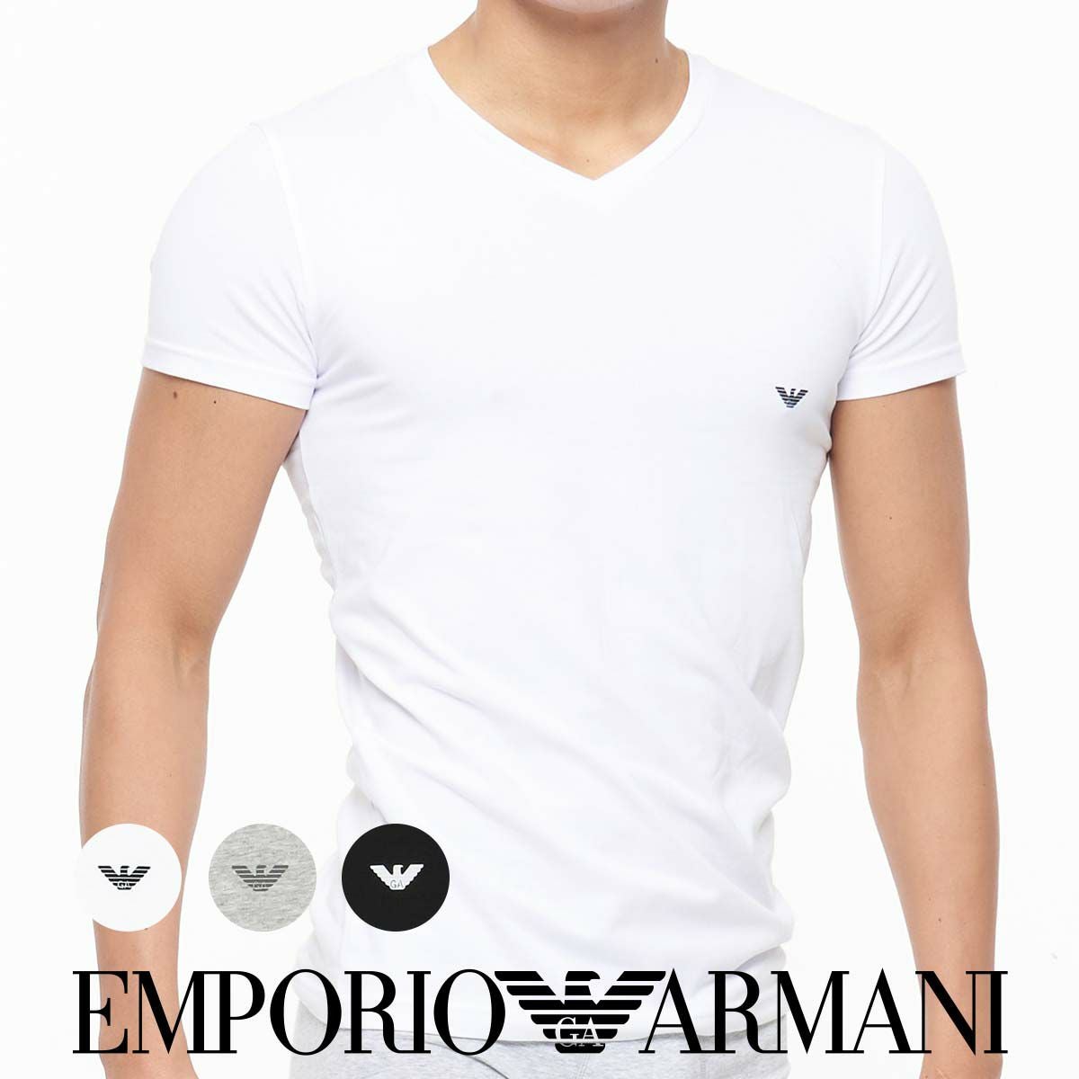 EMPORIO ARMANI STRETCH COTTON ストレッチコットン Vネック 半袖 T