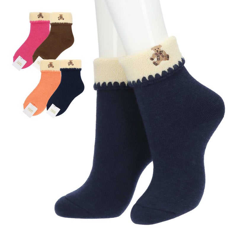 DAKSダックス日本製総パイルハマグリ折り返しクルー丈レディースルームソックス靴下女性プレゼントギフト敬老の日03368400