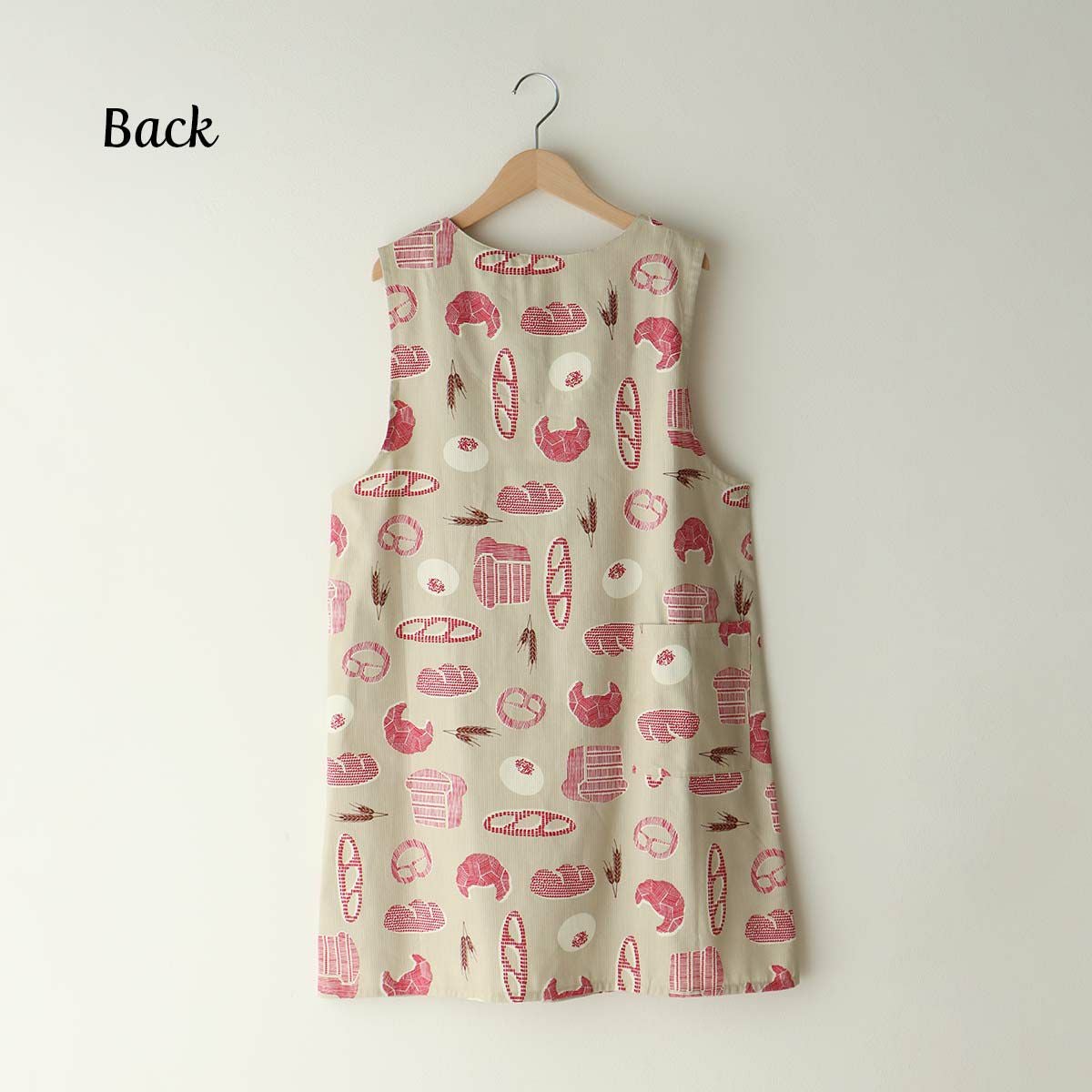 HOUSEWEARSTUDIOハウスウェアスタジオ形態安定加工綿100％薄手ヘリンボンブレッド柄横ボタンサイドボタン背付きレディースエプロン70372191