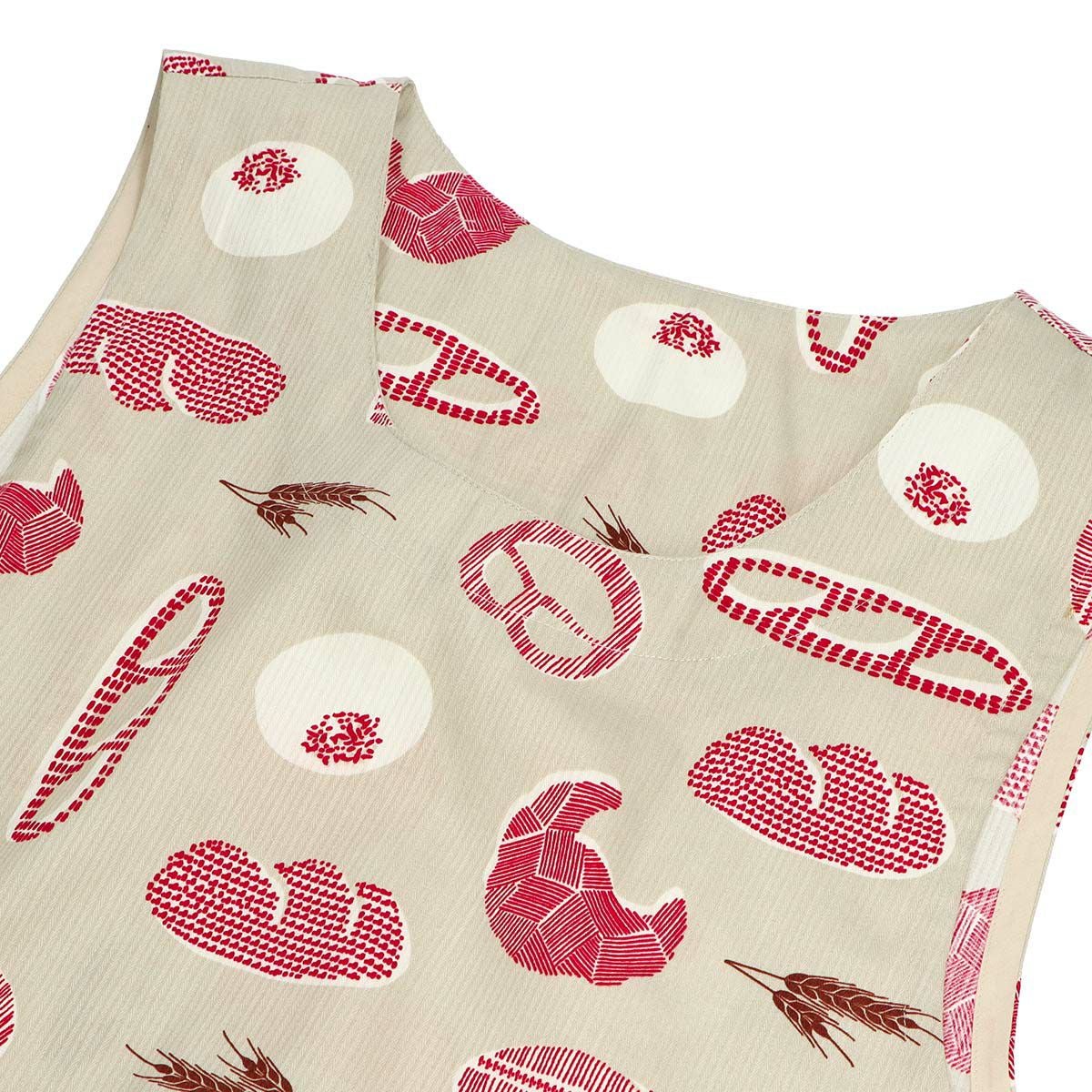 HOUSEWEARSTUDIOハウスウェアスタジオ形態安定加工綿100％薄手ヘリンボンブレッド柄横ボタンサイドボタン背付きレディースエプロン70372191