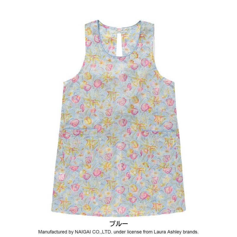 LAURAASHLEYローラアシュレイチューリップス柄綿混後結び背付きエプロンレディース70283015
