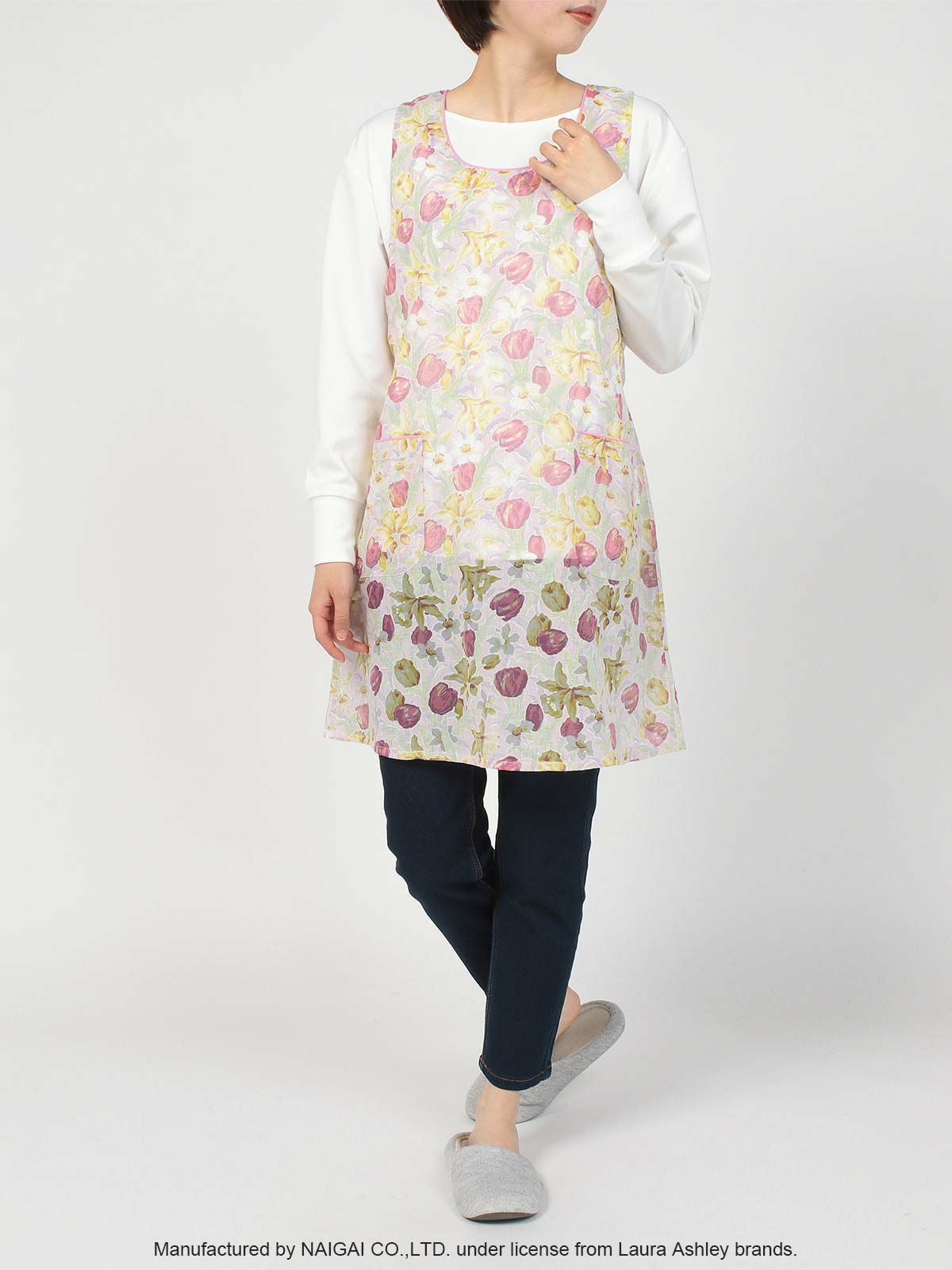 LAURA ASHLEY チューリップス柄 綿混 オパール加工 後結び 背付き