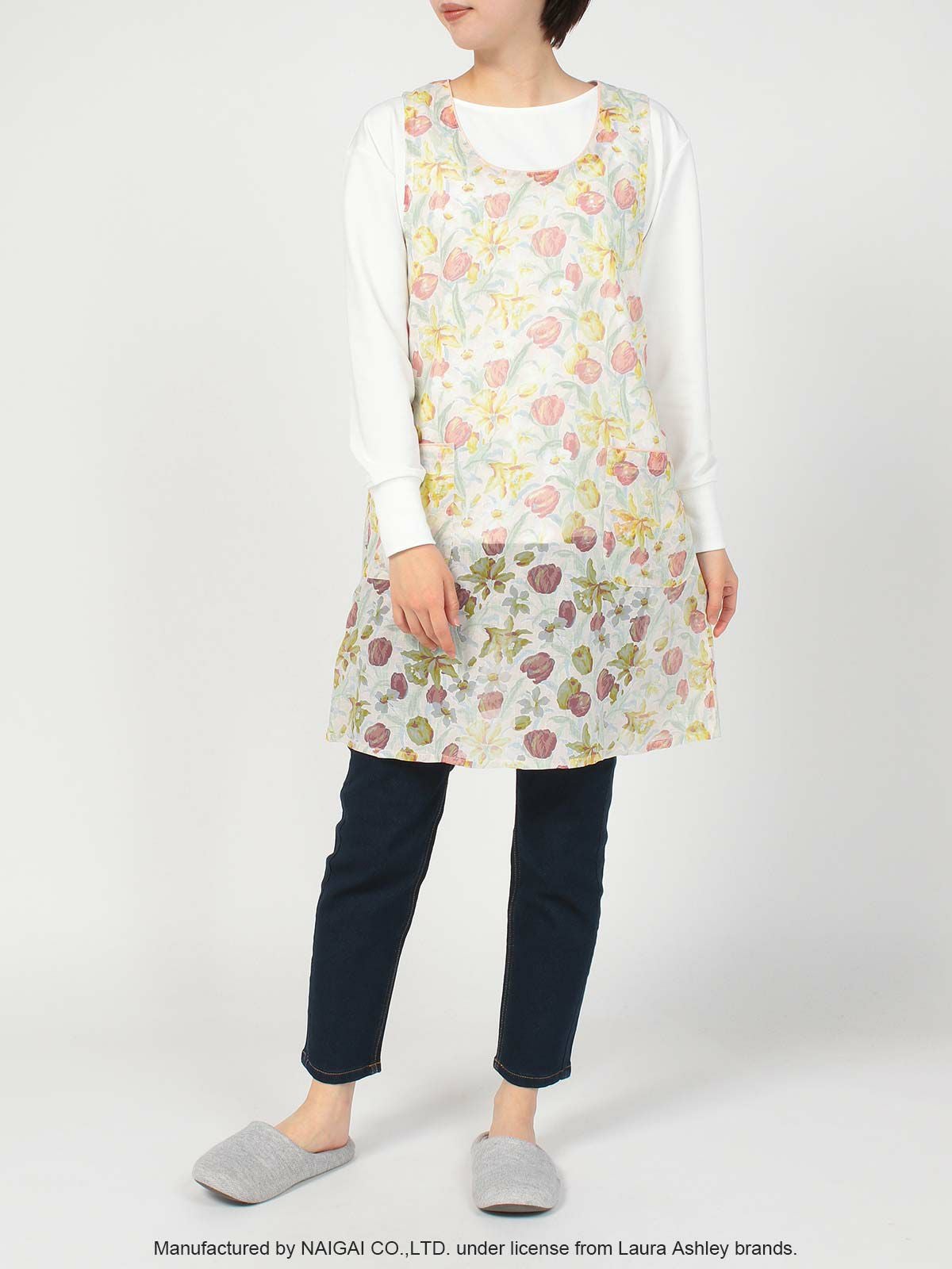 LAURA ASHLEY チューリップス柄 綿混 オパール加工 後結び 背付き