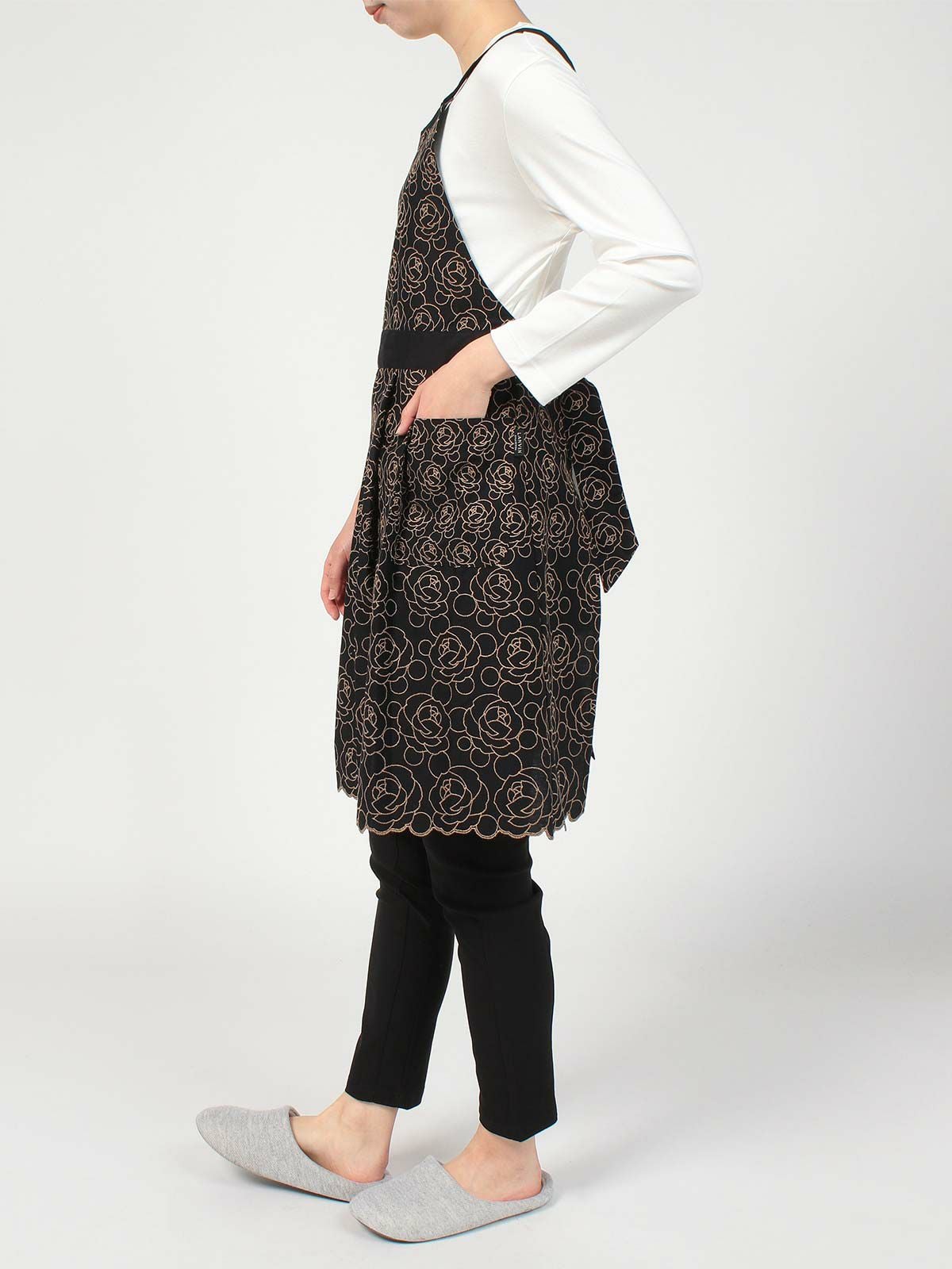 LANVIN COLLECTION エクセロンローズ柄 綿100％ 刺繍生地 後結び