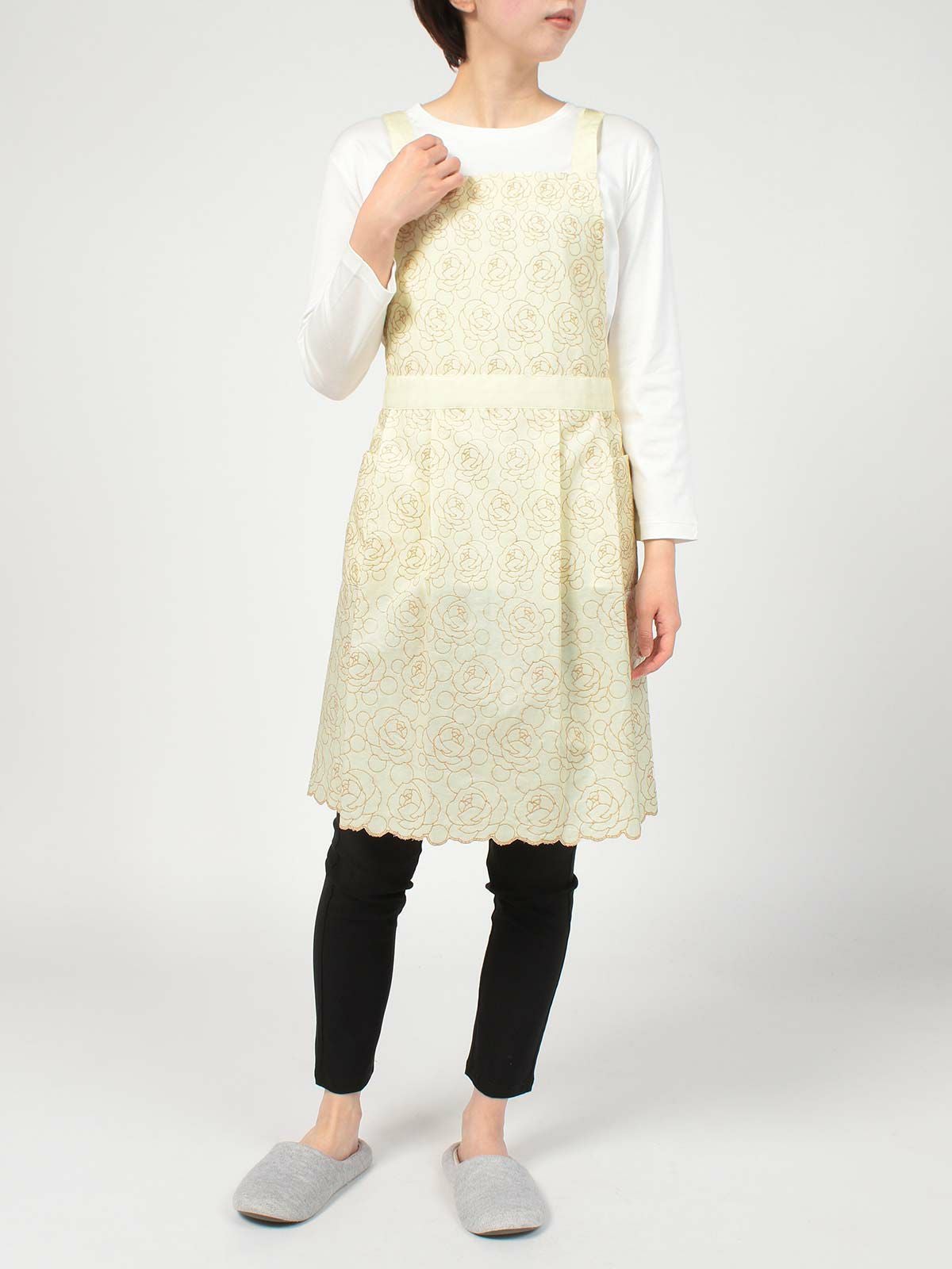 LANVIN COLLECTION エクセロンローズ柄 綿100％ 刺繍生地 後結び