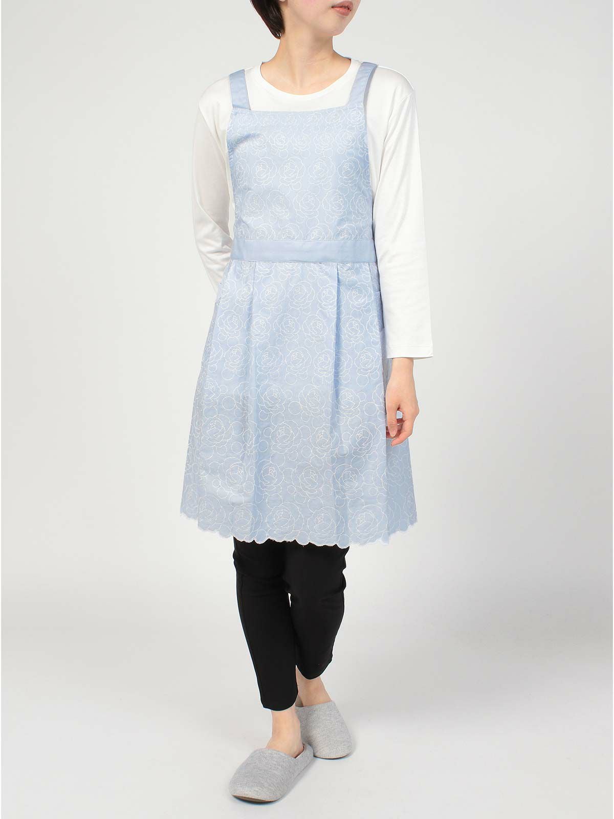 LANVIN COLLECTION エクセロンローズ柄 綿100％ 刺繍生地 後結び