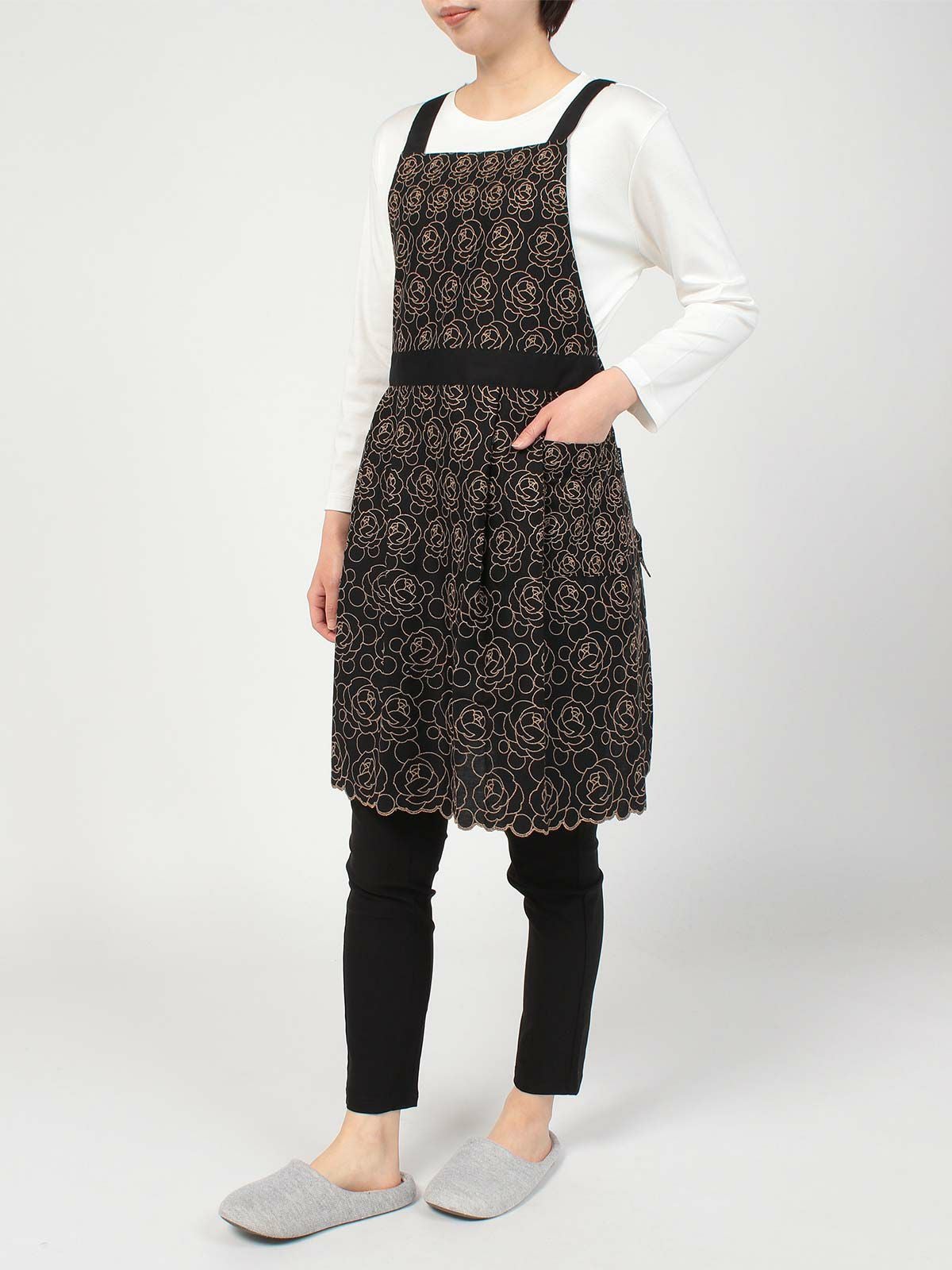 LANVIN COLLECTION エクセロンローズ柄 綿100％ 刺繍生地 後結び