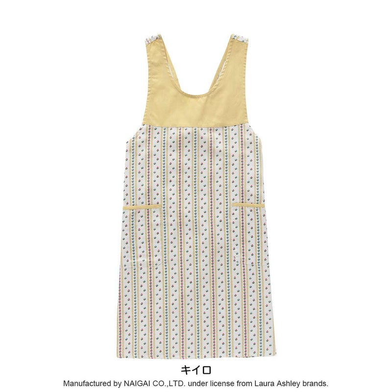 LAURAASHLEYローラアシュレイ形態安定加工カムローズストライプ柄綿混フリークロスエプロンレディース女性婦人プレゼントギフト70283006