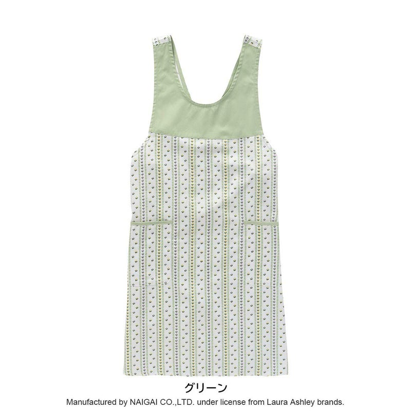 LAURAASHLEYローラアシュレイ形態安定加工カムローズストライプ柄綿混フリークロスエプロンレディース女性婦人プレゼントギフト70283006