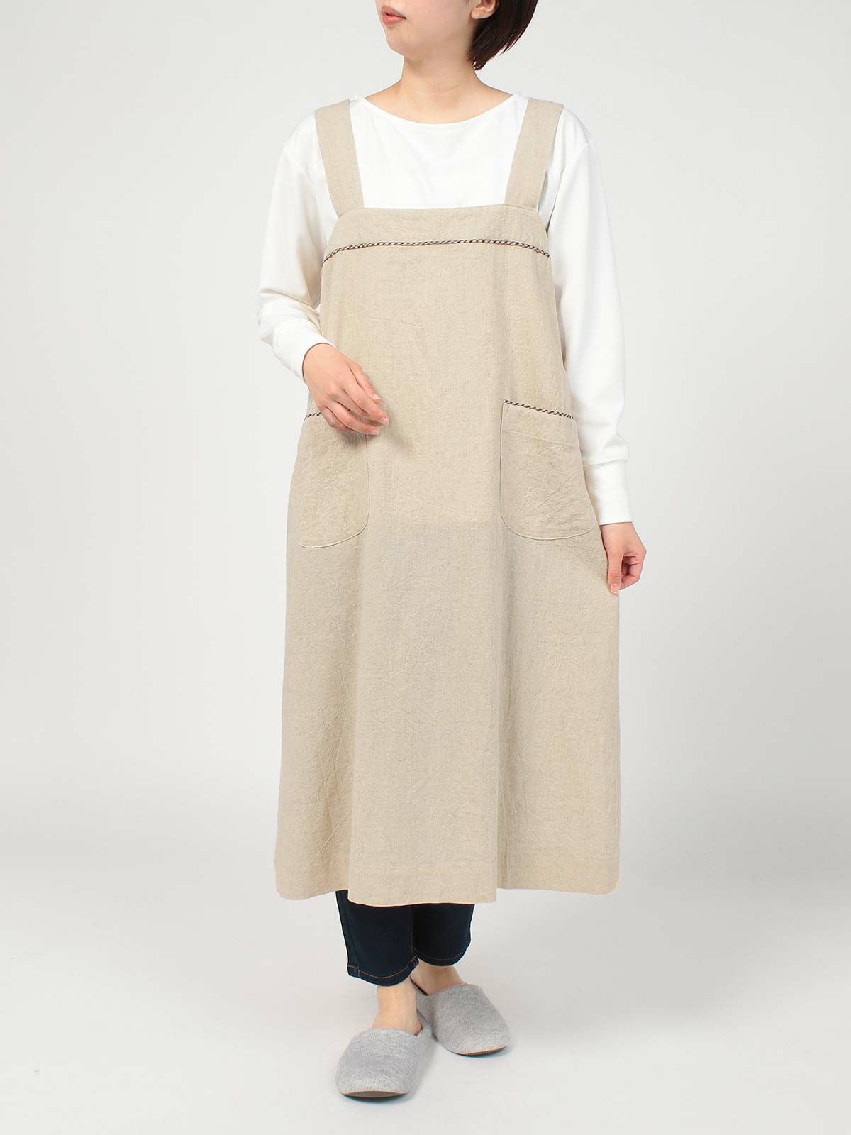 DAKS ジャンパースカート Wrinkle Plain 綿麻混 キャンバスウォッシュ
