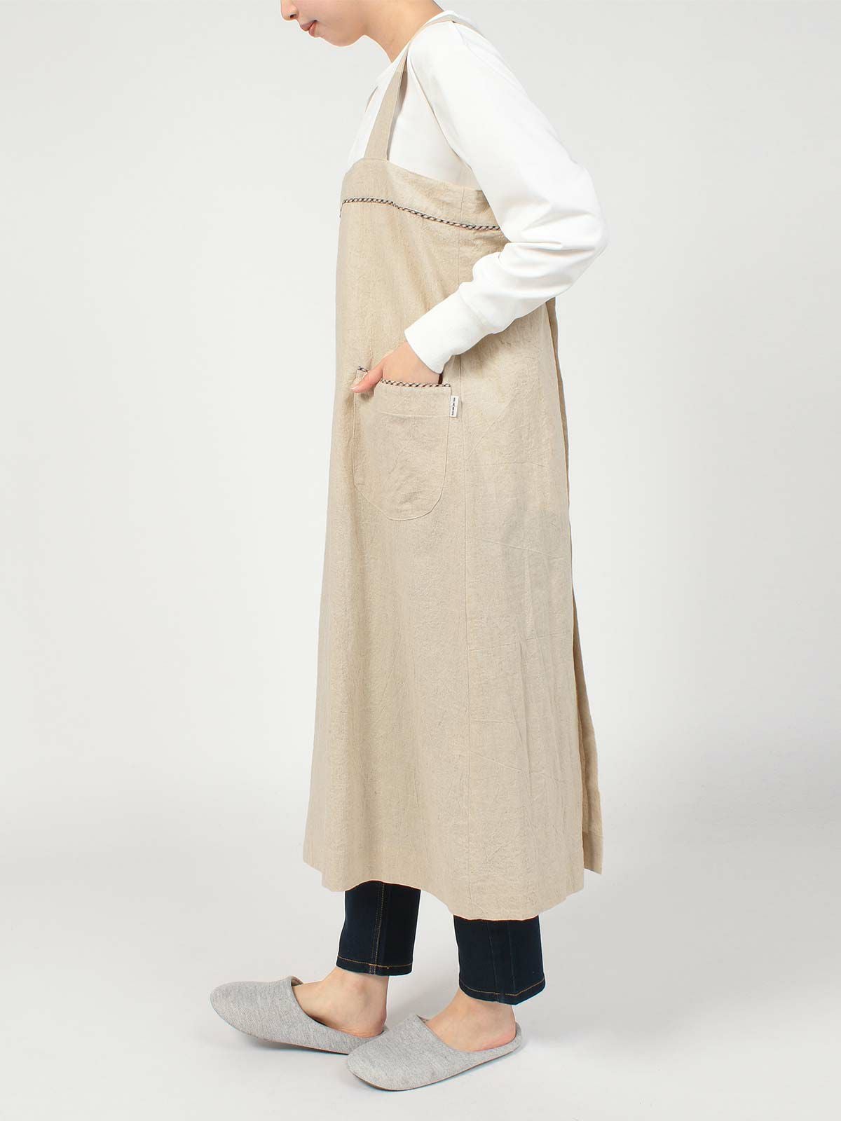 DAKS ジャンパースカート Wrinkle Plain 綿麻混 キャンバスウォッシュ