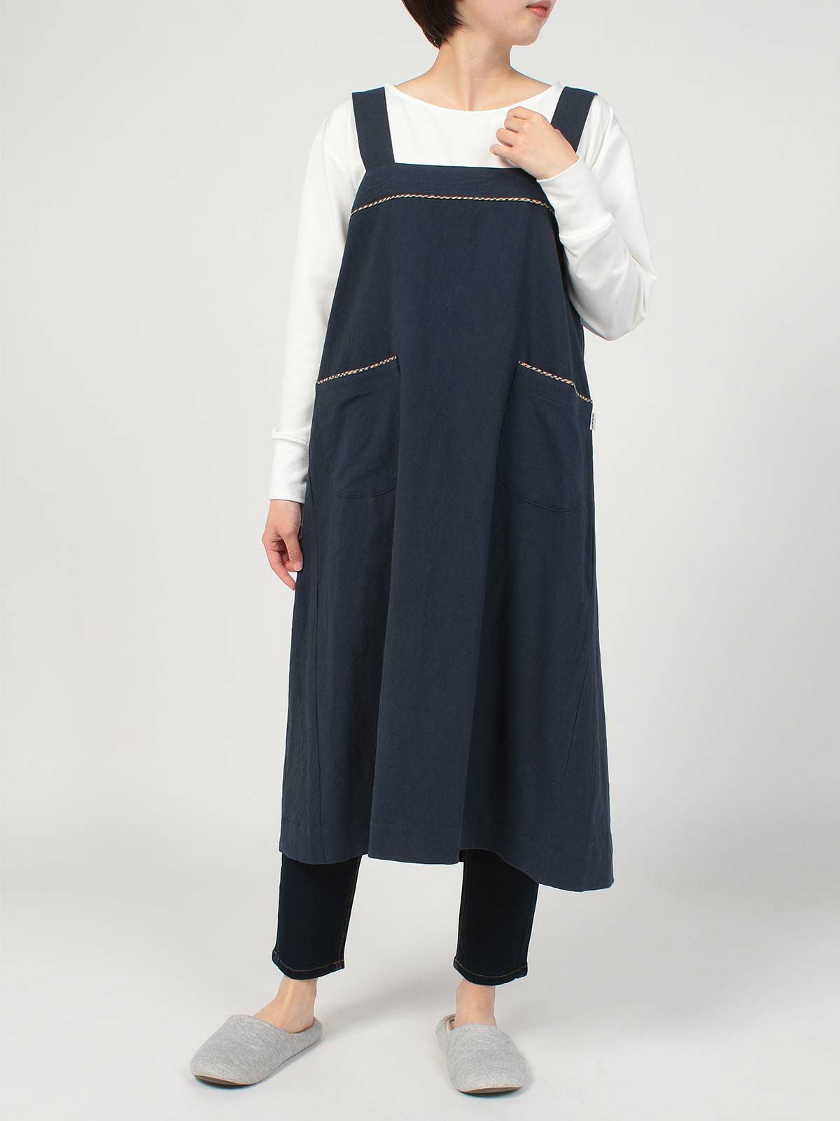 DAKS ジャンパースカート Wrinkle Plain 綿麻混 キャンバスウォッシュ
