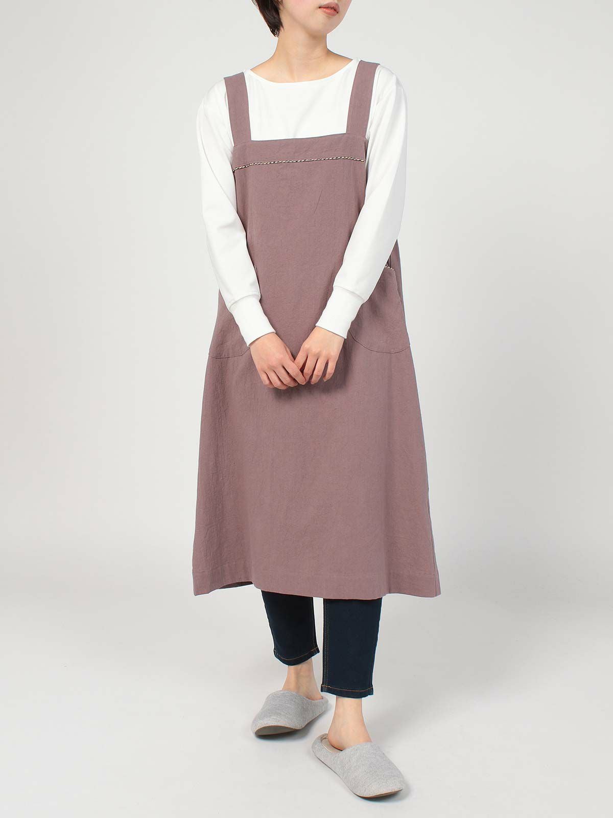 DAKS ジャンパースカート Wrinkle Plain 綿麻混 キャンバスウォッシュ