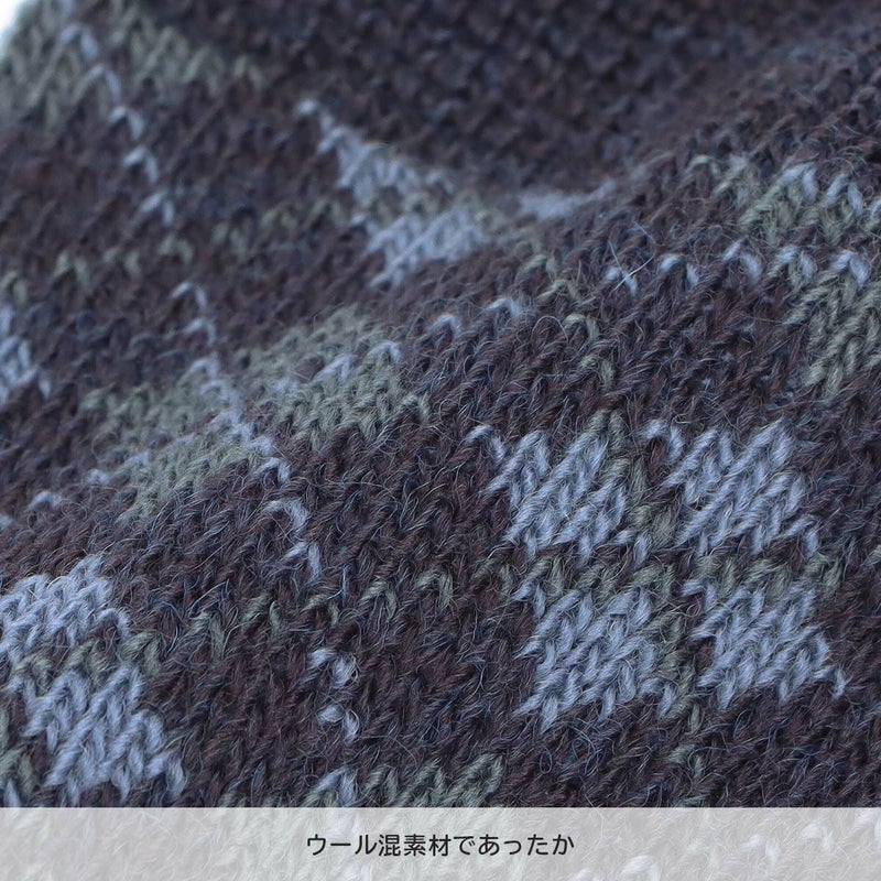 DAKSダックス履き口ゆったりらくらくガーゼ編みかかとしっかりホールド毛混ダイヤジャカード柄クルー丈メンズ靴下男性プレゼントギフト02515743