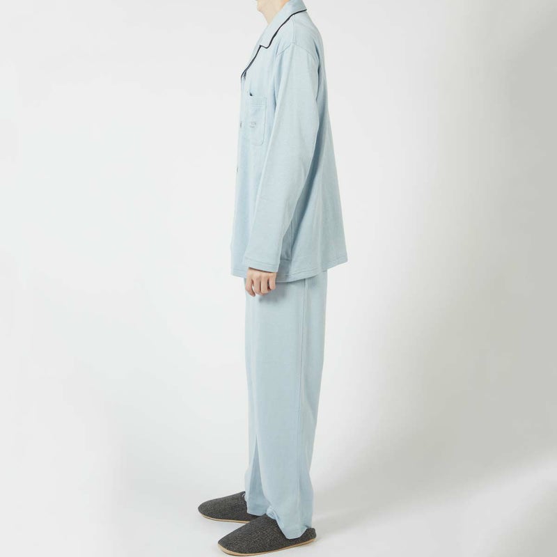 LANVINCOLLECTIONランバンコレクション上下セット【M・Lサイズ】綿100％先染め接結バイカラー長袖前ボタン前開きテーラーパジャマメンズ男性紳士部屋着あたたかいプレゼントギフト54430024